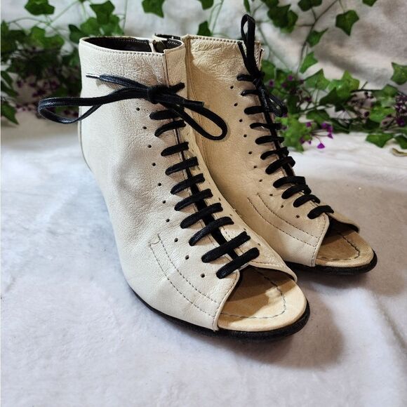 Le Ruemarcel White Leather Ankle Boots Hand made made in Italy 38 - Picture 6 of 13